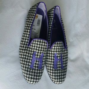 NWT Hadleigh's houndstooth smoking slippers sz 10 black white check purple